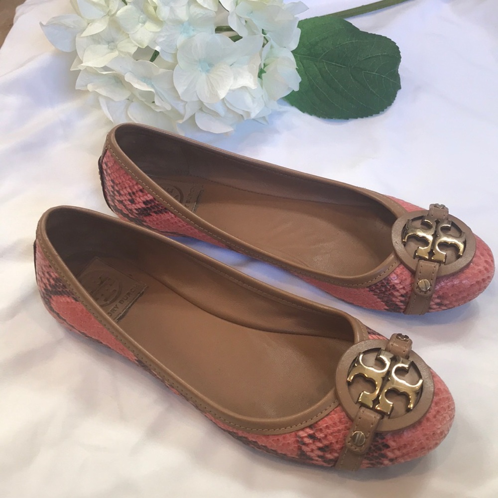 Pink Snake Print Tory Burch Flats